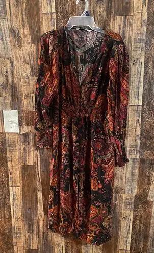 ZARA paisley dress midi v neck XXL 44 length x 17 inch