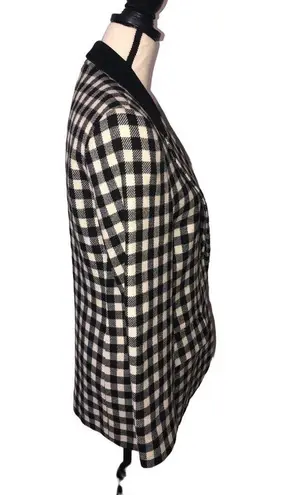 Carroll Reed Size 6 Blazer Black Jacket White Check Suede Collar Wool USA FLAWED