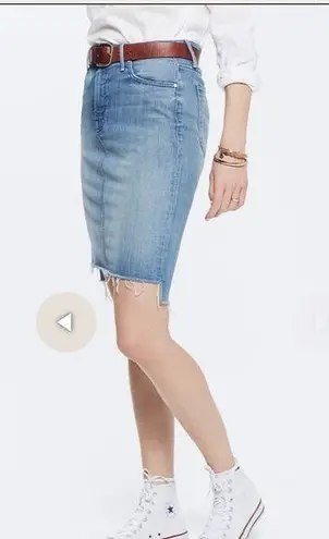 MOTHER THE PEG STEP FRAY SKIRT IN AFTER ALL THESE YEARS HI LOW RAW HEM SZ 29/LG Blue