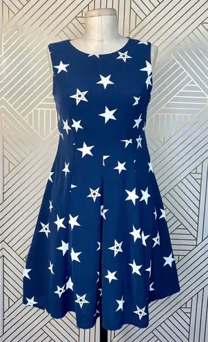 Moussy Blue Star Printed Pleated Fit & Flare Dress