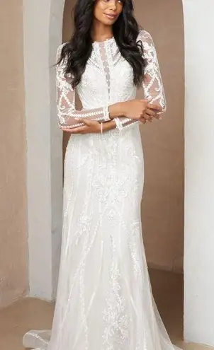 Azazie Mermaid Scoop Tulle Chapel Train Wedding Dress