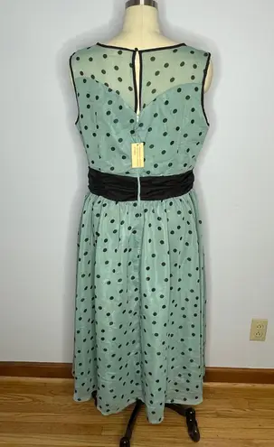 Lindy Bop Cindy Polka Dot Swing Dress- Mint and Black- Full Skirt- Size 5XL- NWT
