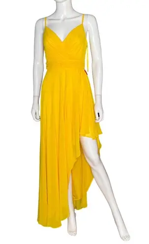 Mac Duggal Ieena for 70191 Asymmetrical Skirt Chiffon Dress Marigold Women Sz 6