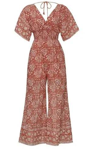 Cleobella Rent the runway sz small printed jess orange floral jumpsuit printed