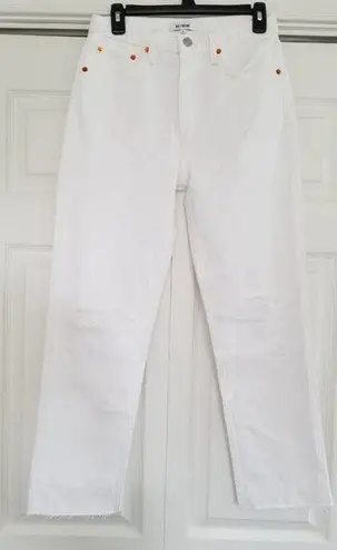 RE/DONE 70s Stove Pipe High Rise Jeans White Destroyed Straight Leg Womens Sz 26