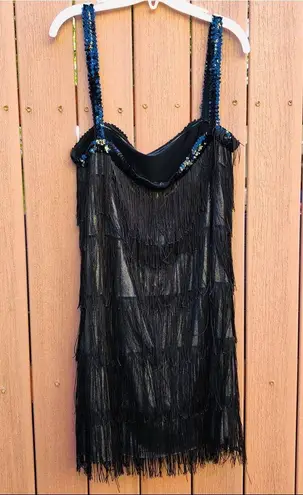 Black fringe & sequin flapper dress Size undefined