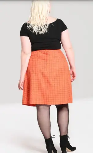 Hell Bunny Orange & Black Check Zora Skirt NWT | 2XL |