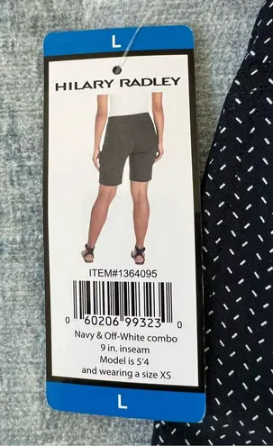 Hilary Radley Navy & Off White Combo Bermuda Shorts Large