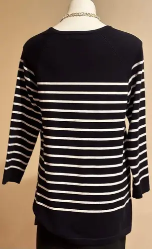 Grace Black & White Stripes Long Sleeves Perfect Fit Sweater SZ M In Good Cond Size M