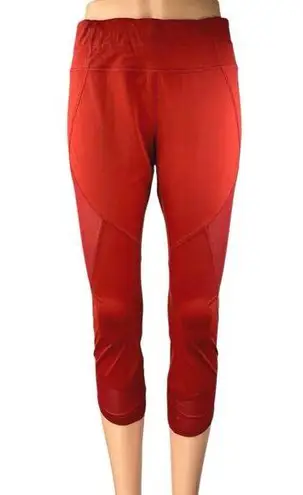 Athleta Aura Sonar Red Mid Rise Skinny Activewear Crop Tight Leggings Pants Sz L Size L