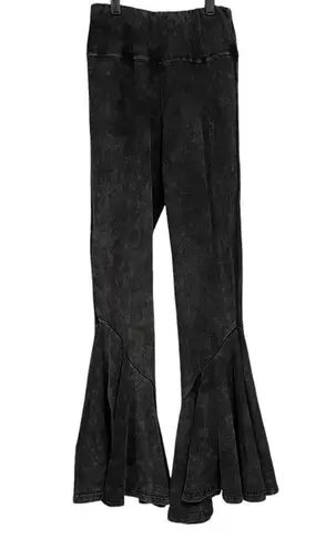 Earthbound Flower Child Black Flare Pants, Sz S