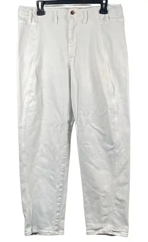 Pilcro Jeans Womens 31 The Breaker Jeans Relaxed Fit Barrel Leg Ankle Crop White