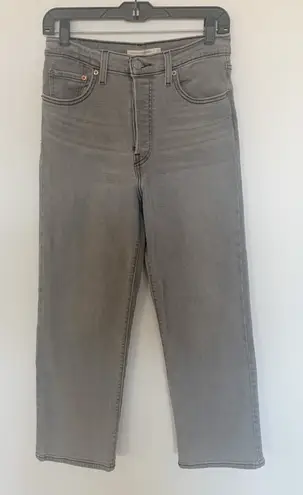 Levi's Levi’s Ribcage Straight Ankle Button Fly High Rise Gray Wash Jeans Size 27