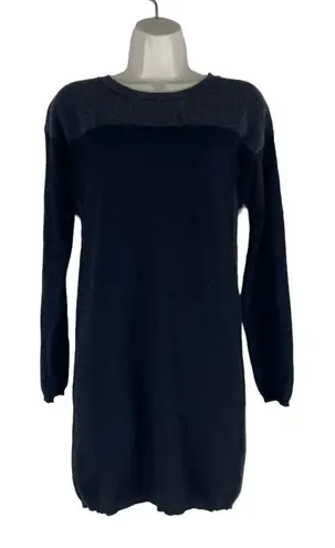 360 Cashmere Colorblock Crew Neck Tunic Sweater Gray Black Size XS