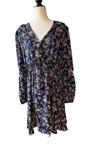 Miss Petal Plunge Neck A Line Spring Boho Floral Mini Dress