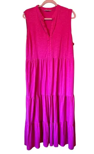 Boden Pink Tiered Boho Midi Dress Womens XXL Beachy Summer Sleeveless Casual