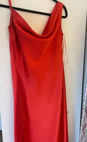 Jay Godfrey Red-Orange Cowl Neck Gown