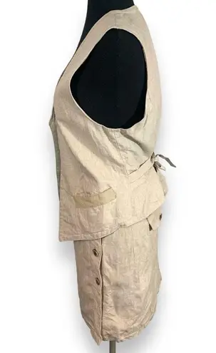 Margaret Godfrey Linen Suede Trim Vest Skirt Set Size 8