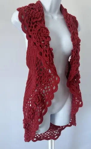 NWT! LILY Rust Crochet Sweater Vest, Size XL Boho Festival Orange