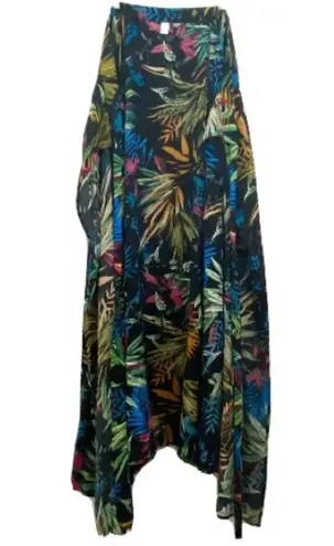 Tropical Print Wrap Skirt Boho Festival Maxi Wrap Skirt Size undefined