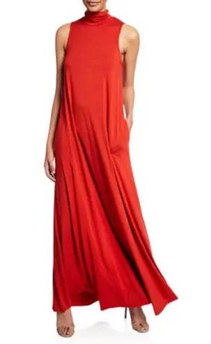 Rachel Pally Cait Maxi Dress Size XS Red Orange Turtleneck Sleeveless Swingy