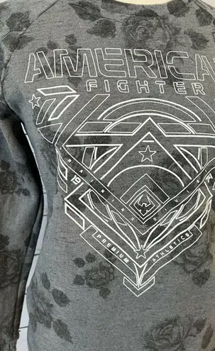 American Fighter Sweatshirt Small Gray long sleeve Floral rose Gray Pullover MMA