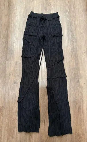 GUIZIO Knit Flare Pants Womens Small Black Drawstring Lounge Knitwear