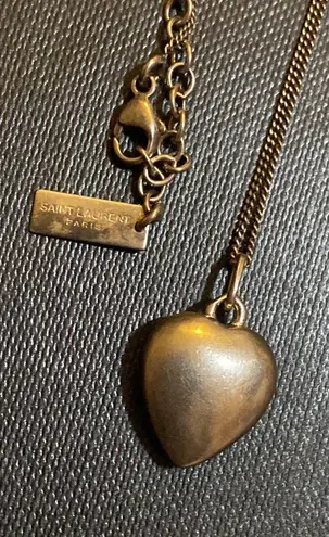 Saint Laurent Long Heart Charm Necklace in Metal