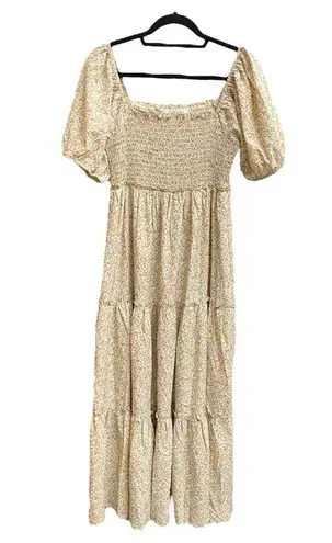 Carly Jean Los Angeles Floral Tiered Puff Sleeve Maxi Dress By Size Medium