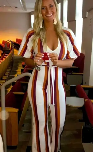 Missguided Striped tie waist jumpsuit