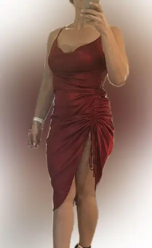 Women's Satin Ruch Cocktail Dress Size L