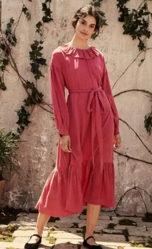 πDOENπ Everest Dress ~ Camilia Long Sleeve 100% Silk Cottagecore Small S NWT Pink