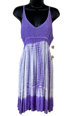 Raya Sun Crepe Crochet Bust Tie Dye Spaghetti Dress Cover Up