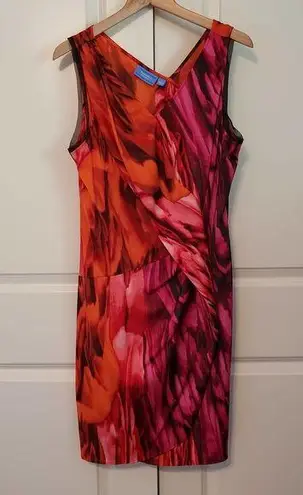 Simply Vera Dress Orange Pink Watercolor Sleeveless L