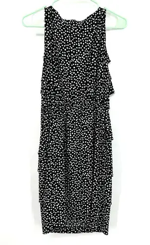 Danny & Nicole  size small black with‎ white polka dots sleeveless tiered dress