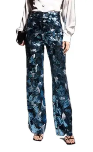 Adriana Iglesias Fairy Sequin Pants Y2K Shiny Flare Sequin Evening Pants Blue Size undefined