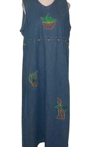 Vintage CB Casuals Maxi Jean Skirt Citrus Appliqués Size PL