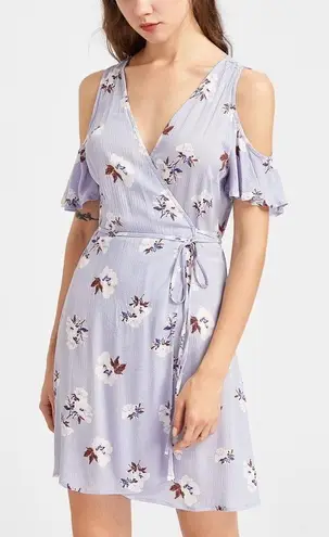 ✨Ruffle Sleeve Surplice Wrap Crinkle Floral Dress✨ Purple Size M