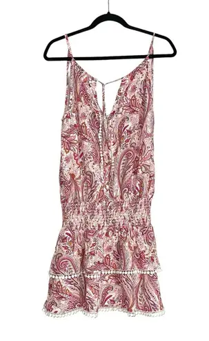 Melissa Odabash Rosa Paisley Print Pink Sleeveless Mini Dress Cover