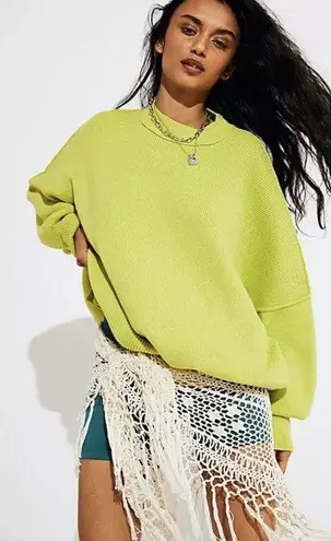 Free People Easy Street Citron Green Oversized Sweater