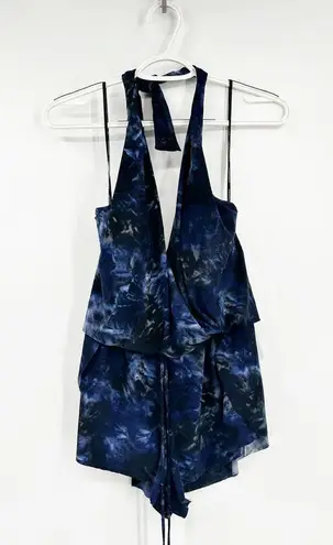 Magicsuit Bianca Blue Black Tie Dye Halter Neck Romper Women’s Size 8 NWT