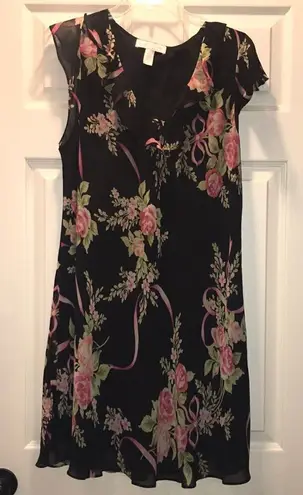 Oscar de la Renta Vintage Black Floral Dress