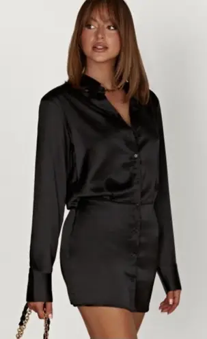 Meshki Brielle Satin Shirt Dress size xs