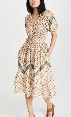 Ulla Johnson Josefina Ruched Floral Print V-Neck Dress | Size 2 / S