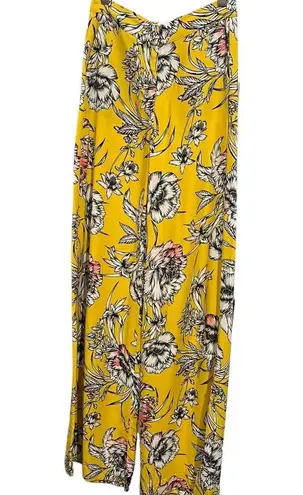 Morgan De Toi Hi Rise Yellow Floral Wide Leg Pants Sz 34