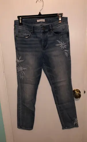 Loft Floral jeans women size 6