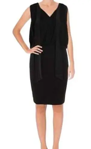 Badgley Mischka Badgley Mischka 17905 Women's Black Drapey Blouson Cocktail Dress Size 4 $330