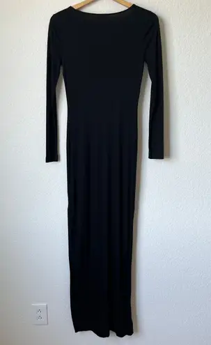 L'Agence L’agence Black Lace Up Long Sleeve Maxi Dress