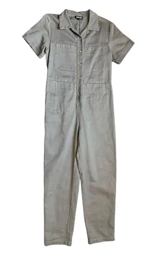 Ilana Kohn Cotton Tia Short Sleeve Coverall Jumpsuit in Olive Khaki Size 4 Tan