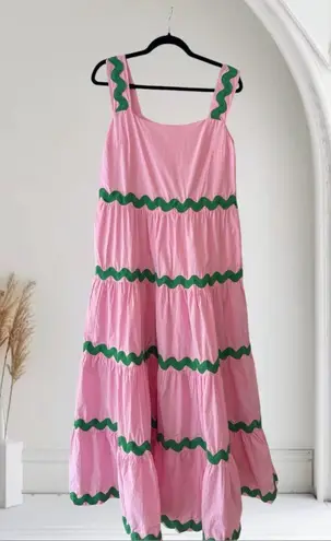 &merci & Merci Tiered Rik Rak Midi Dress Large with Pockets